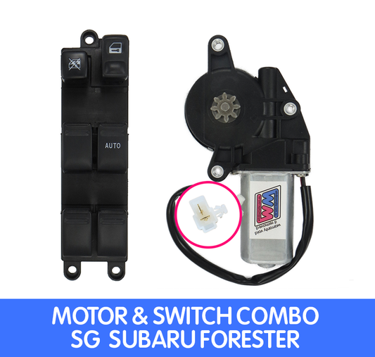 window motor and Genuine Master Switch combo to fit 2002-2008 Subaru SG Forester - RIGHT FRONT