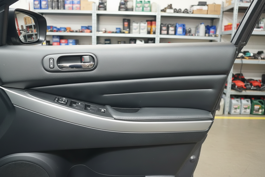 Mazda master power window switch panel on door card in workshop