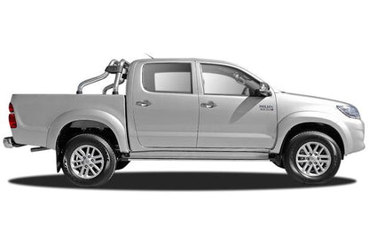 Side view of a white pickup truck on a white background
