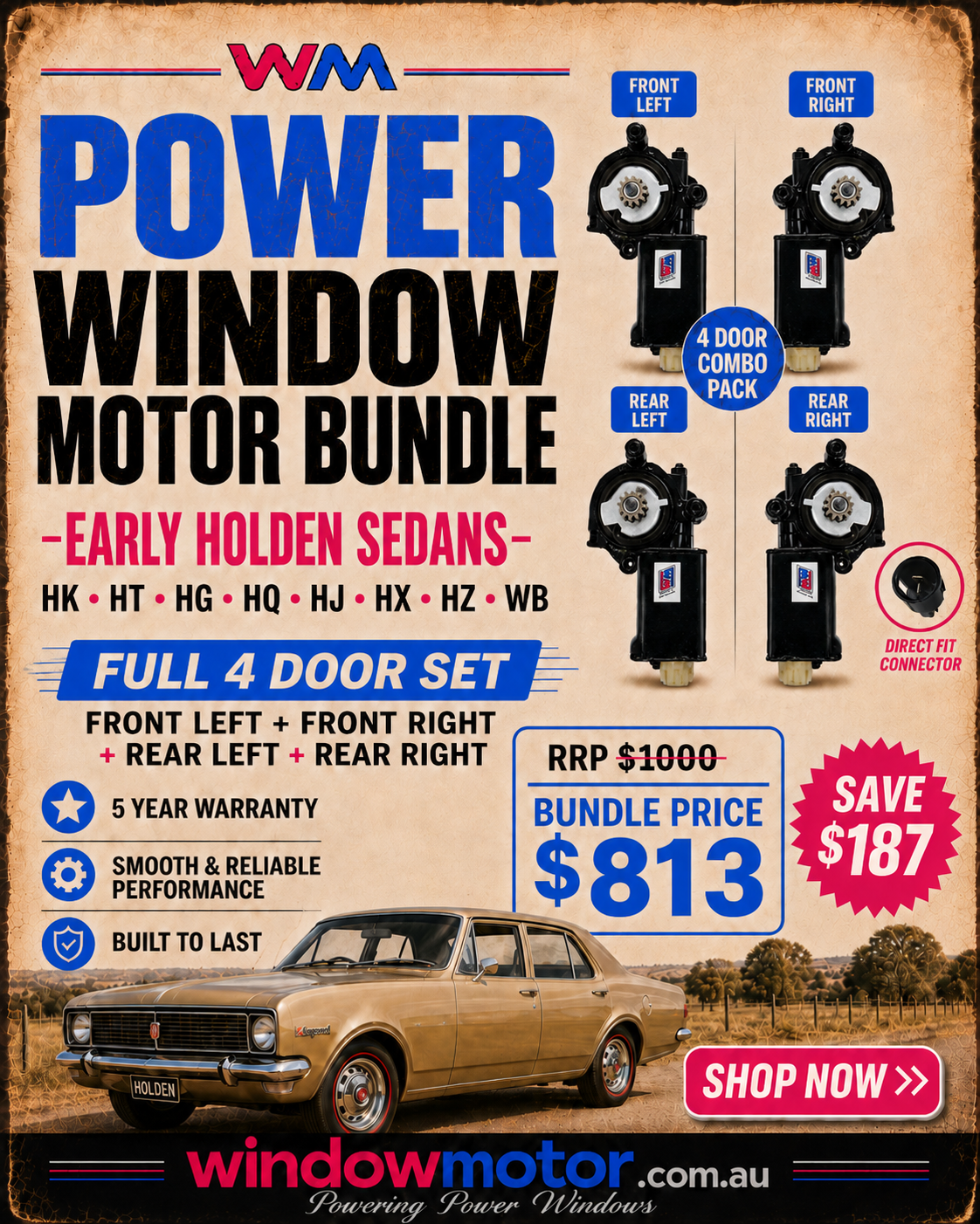 4 Door Power Window Motor Bundle (FL/FR/RR/RL)