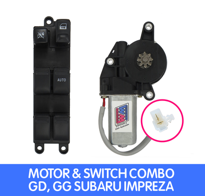 window motor and Genuine Subaru master switch combo to fit 2001-2007 GD, GG Subaru Impreza/WRX