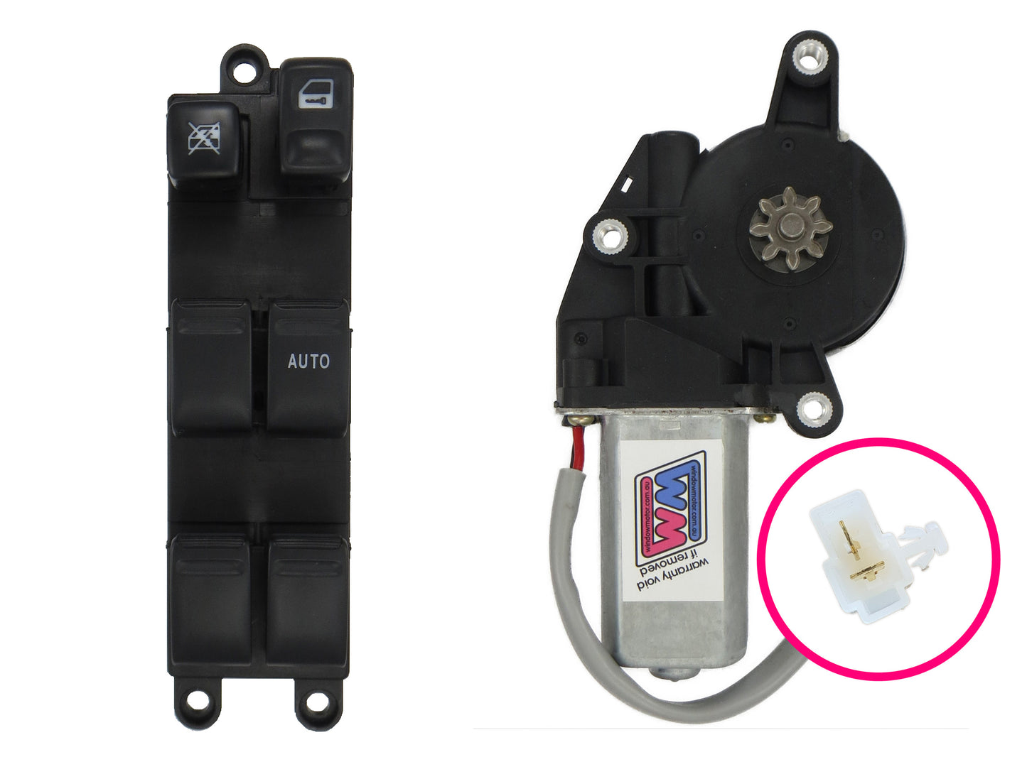 window motor and Genuine Master Switch combo to fit 2002-2008 Subaru SG Forester - LEFT FRONT